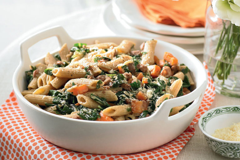 Penne With Borlotti Beans And Silverbeet