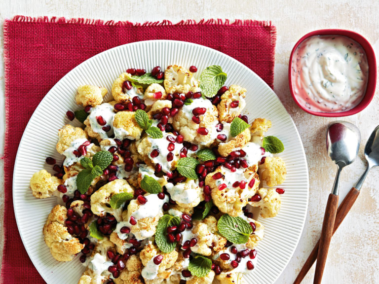 Roasted cauliflower with pomegranate