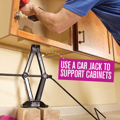 How to support wall cabinets using a car jack - Australian Handyman Magazine